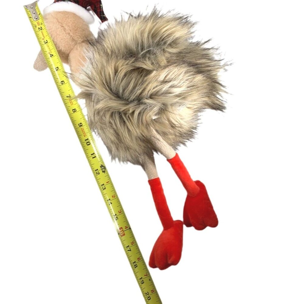 Pier 1 Imports 2019 Savanna Ostrich Plaid Stocking Santa Christmas Hat Plush 19" - Picture 7 of 9